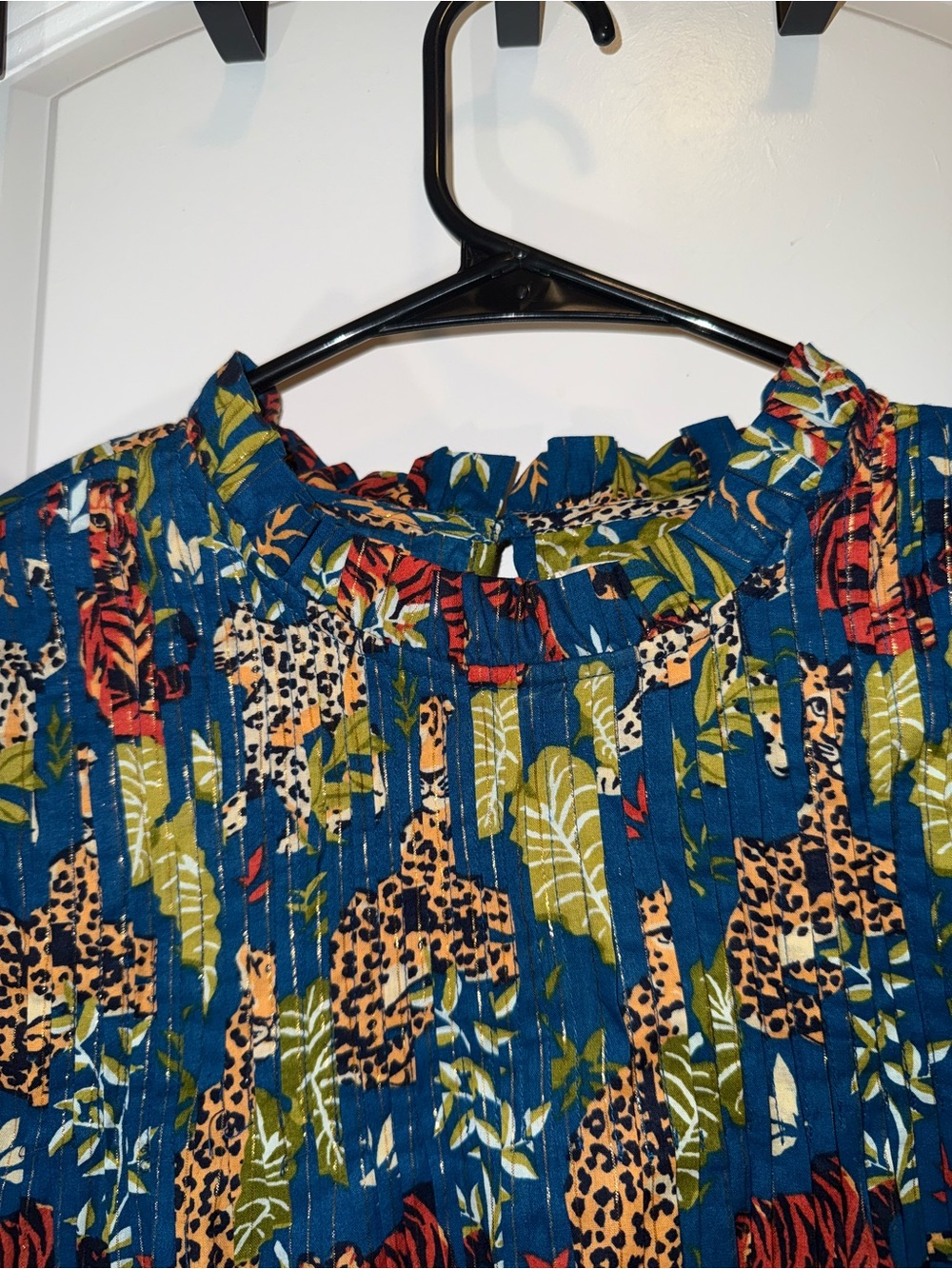 Printfresh | When in Doubt Ruffle Blouse | Feline Fatale | Tiger Print | Size L - Picture 5 of 16